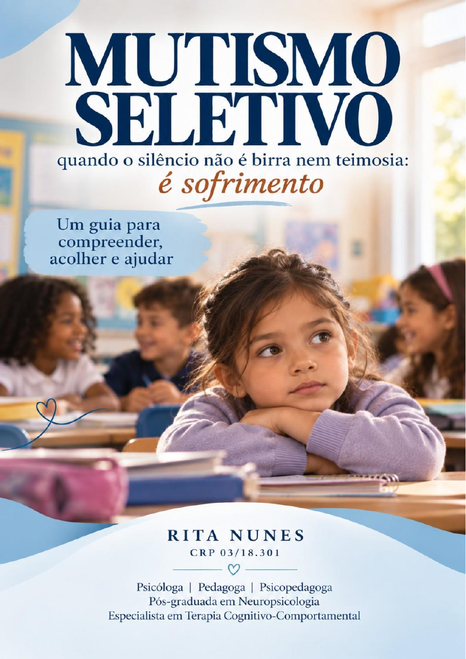 Capa do e-book Mutismo Seletivo: quando o silêncio não é birra nem teimosia: é sofrimento, de Rita Nunes
